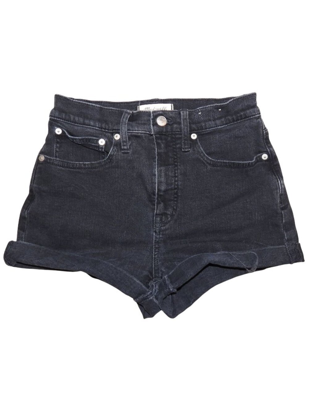 Madewell High-Rise Black Denim Shorts With Frayed Hem Women's Size 26